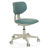 Chaise pivotante pour des enfants KIDDY CLASSIC bleue avec rembourrage et base à cinq roulettes de hjh OFFICE – vue à 360° (vue de trois quarts avant 45°)