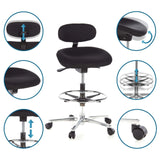 Chaise de comptoir WORK MF réglable en hauteur en noir avec repose-pieds et appui-tête de hjh OFFICE