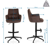 Dessin coté du Tabouret de bar SOLAO LIFE HIGH avec une hauteur totale de 93-117 cm de hjh LIVING