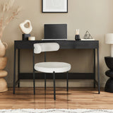 Chaise rembourrée blanche TEDIO avec pieds en métal noir à un bureau de hjh OFFICE