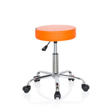 Tabouret pivotant orange OPERATOR II avec vérin à gaz et base à cinq roulettes de hjh OFFICE – vue à 360° (vue de trois quarts avant 40°)