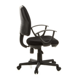 Siège de bureau à domicile CITY 10 noir avec dossier en maille, accoudoirs et base à cinq roulettes de hjh OFFICE – vue à 360° (vue de profil 100°)
