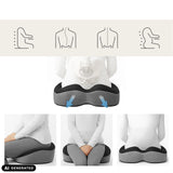 Coussin de siège MEDISIT VI en noir avec des illustrations de la posture corporelle de hjh OFFICE (image générée par IA)