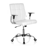 Siège de bureau à domicile ERNESTO blanc avec rembourrage capitonné et base à cinq roulettes de hjh OFFICE – vue à 360° (vue de trois quarts avant 40°)