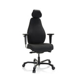 Siège de direction de qualité professionnelle RESISTIO XXL noir avec appui-tête et base à cinq roulettes de hjh OFFICE – vue à 360° (vue de face 20°)