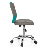 Chaise pivotante pour des enfants KIDDY COMFORT gris turquoise avec pied en étoile et cinq roulettes de hjh OFFICE – vue à 360° (vue de profil 100°)