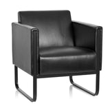 Fauteuil rembourré noir BALI BLACK avec accoudoirs et structure de hjh OFFICE – vue à 360° (vue de face 20°)