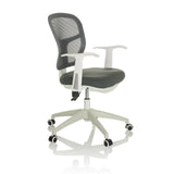 Siège de bureau à domicile TOP 108 W gris avec dossier en maille et piètement à cinq roulettes de hjh OFFICE – vue à 360° (vue de trois quarts avant 60°)