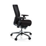 Siège de bureau haut de gamme NOVA PRO ALU noir avec dossier en maille et base à cinq roulettes de hjh OFFICE – vue à 360° (vue de profil 80°)