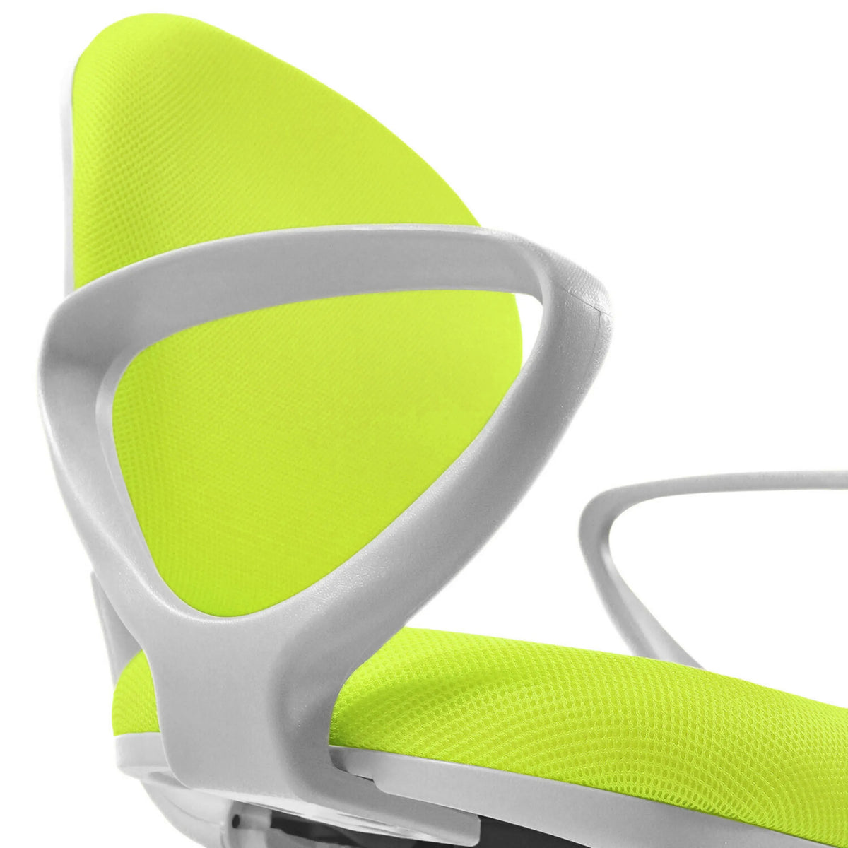Graue Armlehne des Kinderdrehstuhls KID COLOUR G1 mit grünem Netzgewebe von hjh OFFICE