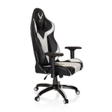 Fauteuil Gamer PROMOTER I noir et blanc avec accoudoirs et base à cinq roulettes de hjh OFFICE – vue à 360° (vue de trois quarts avant 60°)