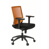 Siège de bureau de qualité professionnelle PORTO BASE noir et orange, dossier maille et base à 5 roulettes de hjh OFFICE – vue à 360° (vue de trois quarts avant 60°)