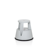 Tabouret marchepied TIO-M I gris clair avec surface ronde et anneau de sol noir de hjh OFFICE – vue à 360° (vue de trois quarts avant 40°)