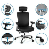 Fonctions réglables du Siège de bureau de qualité professionnelle en cuir noir NOVA de hjh OFFICE