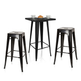 Ensemble bar Vantaggio Set en noir avec une table haute carrée et deux tabourets assortis de hjh OFFICE