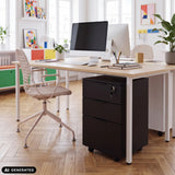Caisson sur roulettes DAVIK noir avec trois tiroirs et serrure de hjh OFFICE