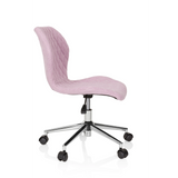 Chaise pivotante pour des enfants JOY II rose avec aspect capitonné et base à cinq roulettes de hjh OFFICE – vue à 360° (vue de profil 80°)