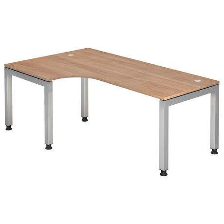 L-förmiger Schreibtisch JAVA 82 S in Nussbaum-Optik mit silbernem Gestell von hjh OFFICE PRO