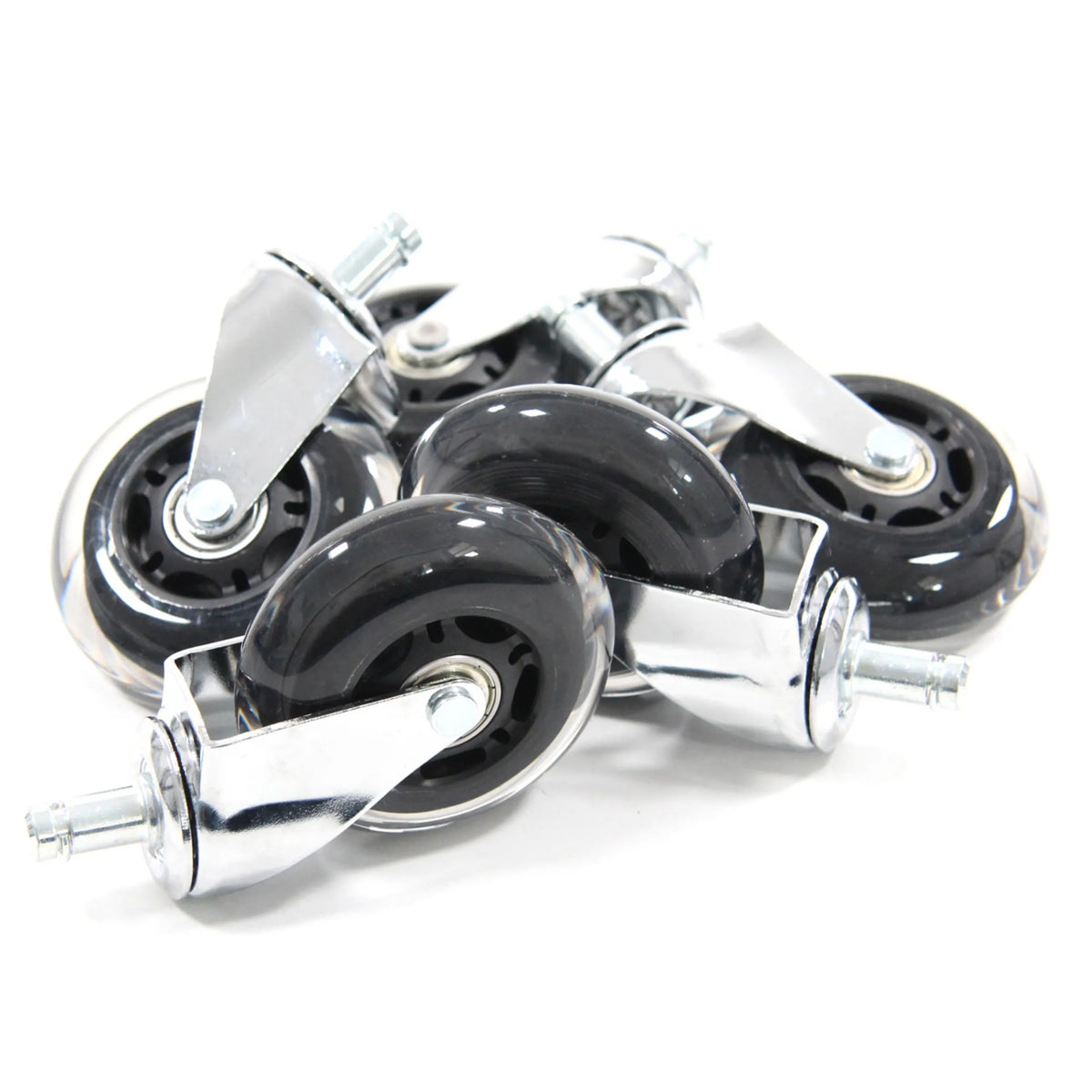 Cinq roulettes 5x ROLO SKATE CT 11mm/75mm argentées pour sols durs avec bandes de roulement noires de hjh OFFICE