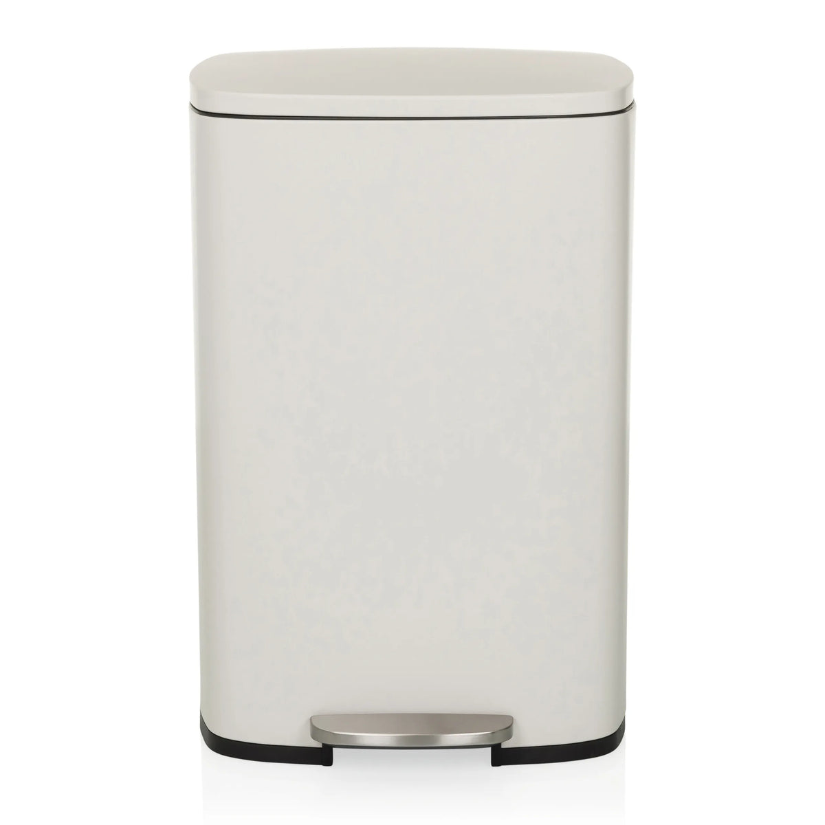 Poubelle CLEAN XV beige avec couvercle et pédale de hjh OFFICE – vue à 360° (vue de face 0°)