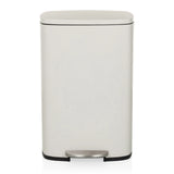 Poubelle CLEAN XV beige avec couvercle et pédale de hjh OFFICE – vue à 360° (vue de face 0°)
