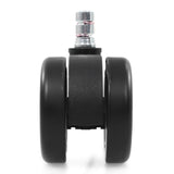 Roulettes 5x ROLO COLOR 60 11mm/60mm noires pour sols durs avec goupille de fixation métallique de hjh OFFICE – vue à 360° (vue de face 0°)