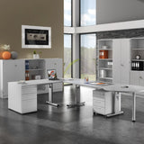 Höhenverstellbarer Schreibtisch MEGA 19 S der Serie MEGA in Grau und Silber von hjh OFFICE PRO