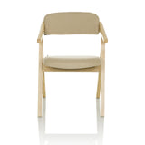 Chaise pliante SCANDIO beige avec accoudoirs et structure en bois de hjh OFFICE – vue à 360° (vue de face 0°)