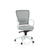 Siège de bureau à domicile ESTRIA gris avec dossier en maille et base à cinq roulettes de hjh OFFICE – vue à 360° (vue de face 20°)