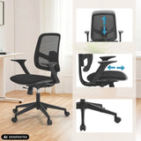 Siège de bureau à domicile Malio en noir avec dossier et accoudoirs réglables de hjh OFFICE (image générée par IA)