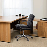 Profi-Chefsessel VILLA 10 in Schwarz mit gesteppter Polsterung und Chromgestell von hjh OFFICE
