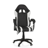 Fauteuil Gamer GAMEBREAKER W02 noir et blanc avec pied à cinq roulettes de MyBuero – vue à 360° (vue de face 15°)