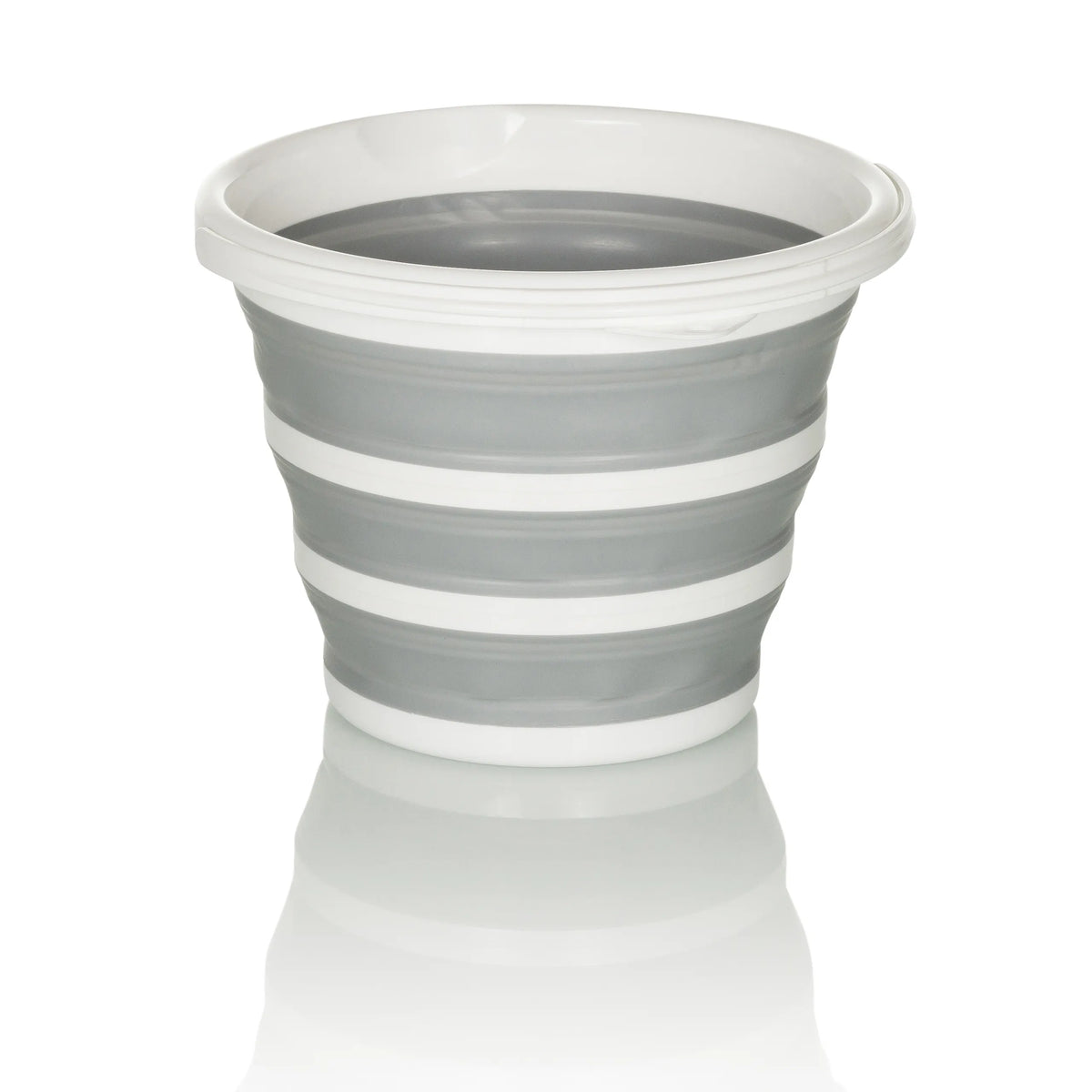 Conteneur pliable CLEAN SILR gris et blanc avec structure pliable et bord blanc de hjh OFFICE – vue à 360° (vue de profil 90°)