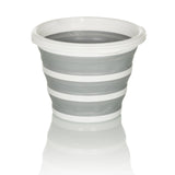 Conteneur pliable CLEAN SILR gris et blanc avec structure pliable et bord blanc de hjh OFFICE – vue à 360° (vue de profil 90°)