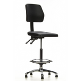 Chaise de comptoir TOP WORK 11 noire avec repose-pieds et piètement à cinq branches de hjh OFFICE – vue à 360° (vue de trois quarts avant 40°)