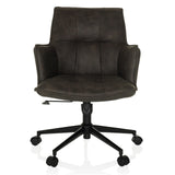 Siège de bureau à domicile SOLAO LIFE gris foncé avec assise rembourrée et base à cinq roulettes de hjh LIVING – vue à 360° (vue de face 0°)