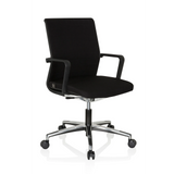 Siège de bureau de qualité professionnelle MOVE-TEC 3D noir avec accoudoirs et pied à cinq roulettes de hjh OFFICE – vue à 360° (vue de trois quarts avant 40°)