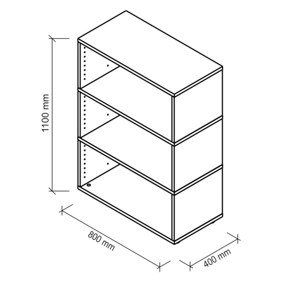 Dessin technique de l'étagère FlexWall de 1100 x 800 mm de hjh OFFICE PRO