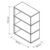 Dessin technique de l'étagère FlexWall de 1100 x 800 mm de hjh OFFICE PRO