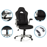 Fauteuil Gamer GAME SPORT en noir avec accoudoirs réglables et vérin à gaz de hjh OFFICE