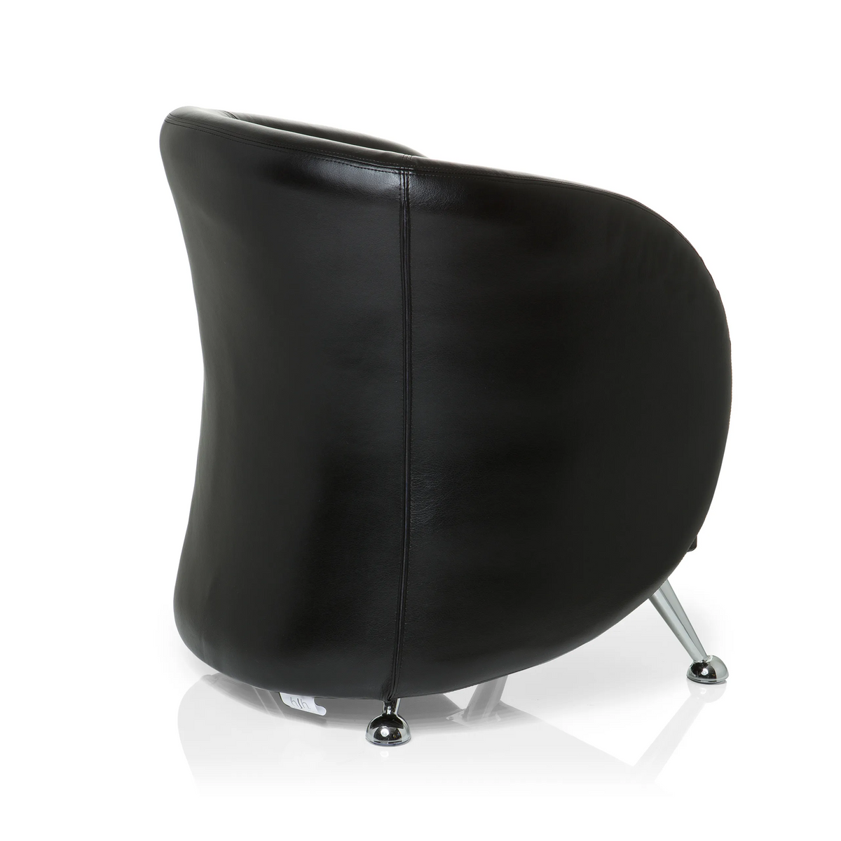 Fauteuil rembourré noir ST. LUCIA avec pieds en métal brillants de hjh OFFICE – vue à 360° (vue de trois quarts arrière 120°)