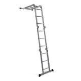 Échelle pliante SOLID W3 en aluminium argentée avec douze marches de hjh OFFICE – vue à 360° (vue de trois quarts arrière 144°)