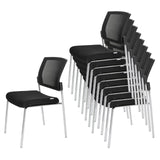 Chaises à quatre pieds empilables K9 V en noir avec dossier en maille et structure chromée de hjh OFFICE