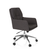 Siège de bureau à domicile SHAKE 350 gris foncé avec motif surpiqué et base à cinq roulettes de hjh OFFICE – vue à 360° (vue de trois quarts avant 60°)