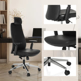 Siège de direction de qualité professionnelle YUCANO I en noir avec vues détaillées de l'assise, du mécanisme et du pied en étoile de hjh OFFICE