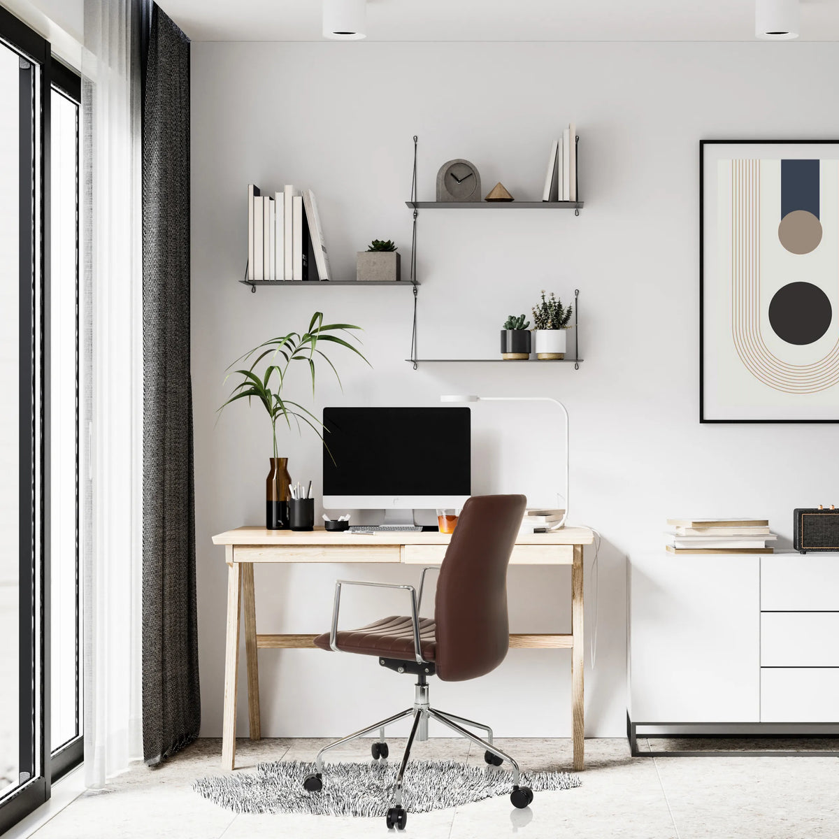Siège de direction de luxe VEMONA 30 en marron avec accoudoirs et roulettes à un bureau de hjh OFFICE