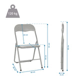 Dessin coté de la Chaise pliante TUDELA BASIC avec une hauteur totale de 92 cm et une capacité de charge de 120 kg de hjh OFFICE