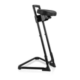 Siège assis-debout TOP WORK 32 noir avec assise rembourrée et piètement en U de hjh OFFICE – vue à 360° (vue de trois quarts avant 60°)