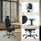 Options de réglage de l'appui-tête, de la hauteur d'assise et du vérin à gaz du Siège pivotant XXL 24 HOURS BASIC en noir de hjh OFFICE