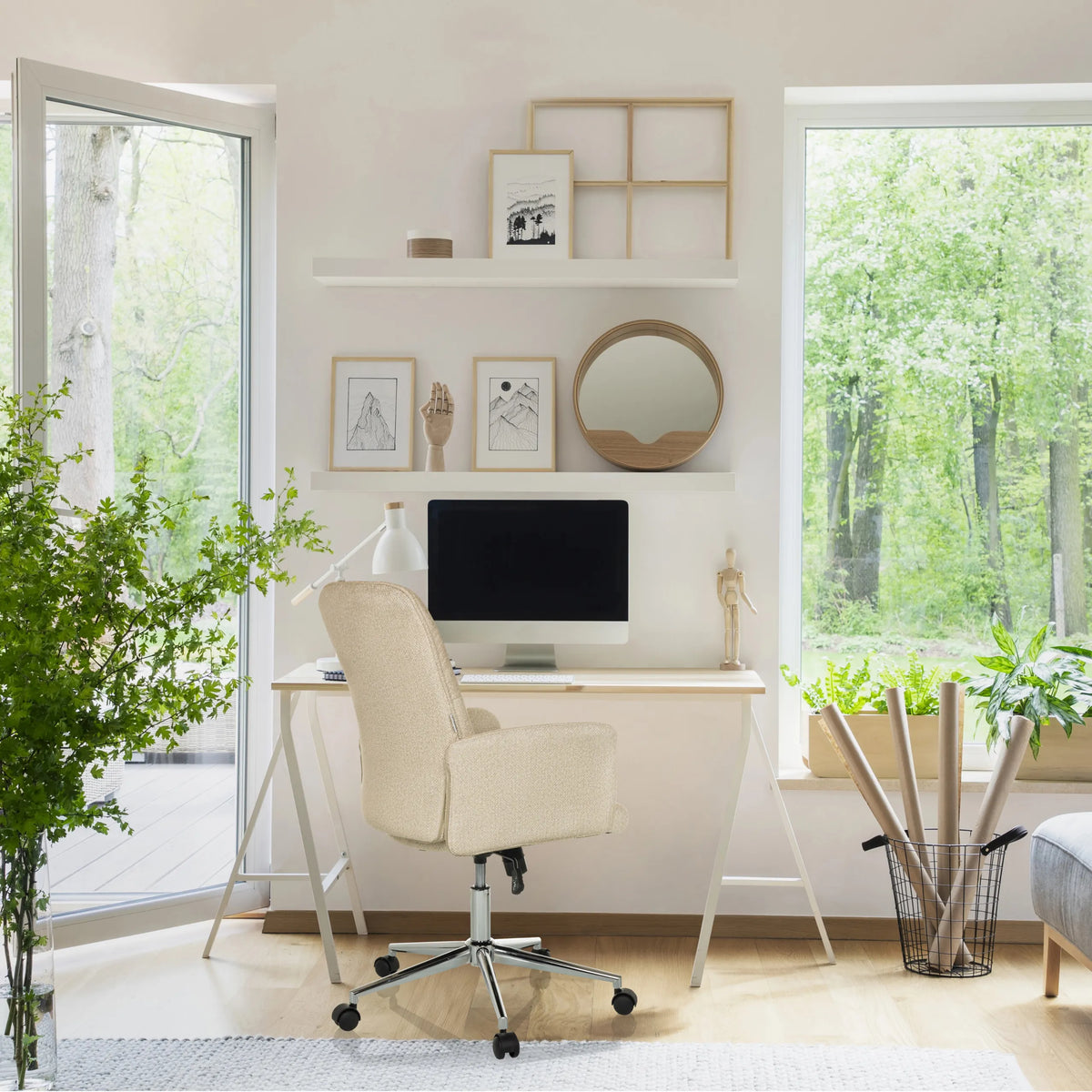 Siège de bureau à domicile SOLAO 400 en beige avec roulettes et accoudoirs de hjh OFFICE